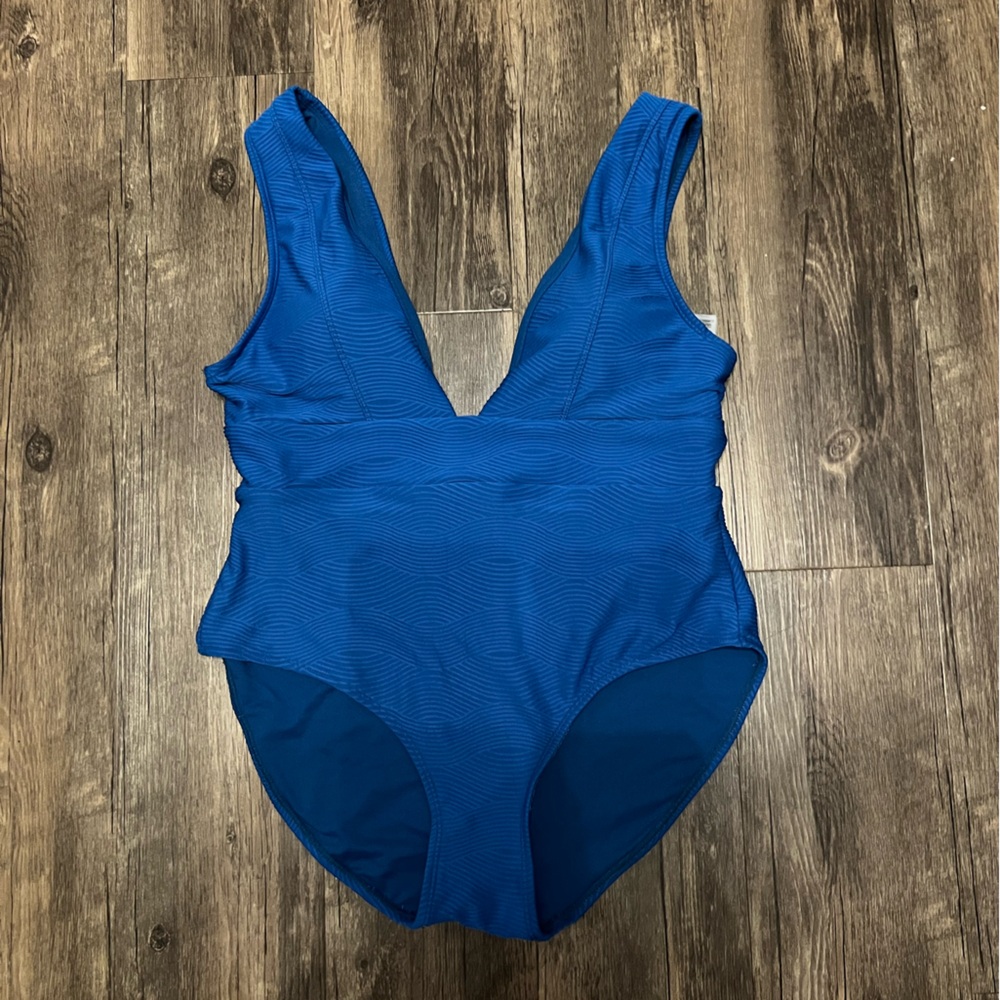 Blue Textured Swimsuit